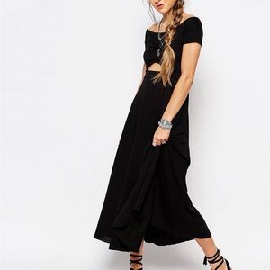 Free People Black Cut-Out Fit & Flare Dress Dance with Me midi dress Women’s M